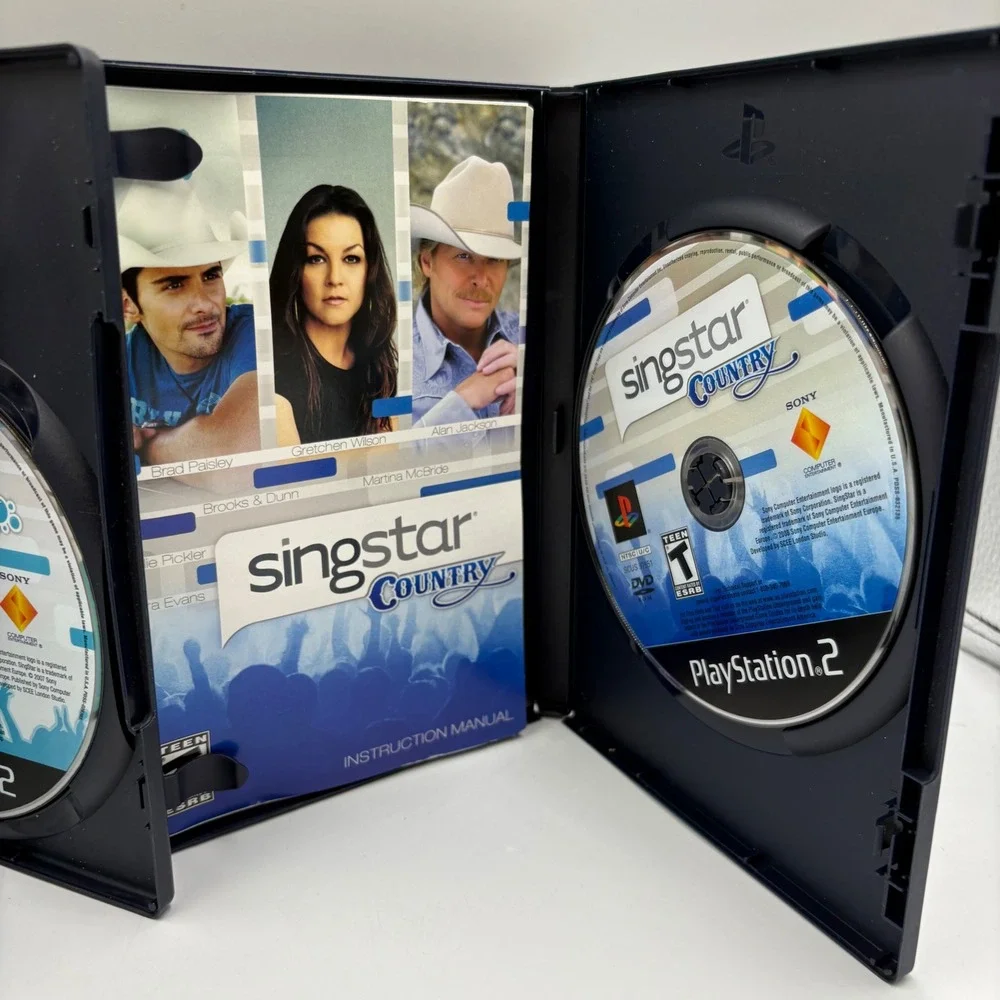 Sony SingStar Pop & Country PS2 Bundle NTSC Blue Good Karaoke Music Games